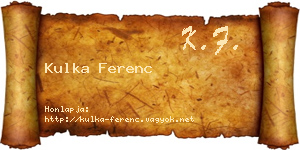 Kulka Ferenc névjegykártya
